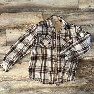 Plaid Sherpa-Lined Flannel Shirt